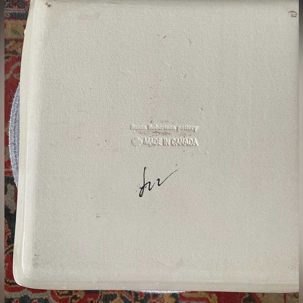 Square Ceramic Plate with Canoe Design - Picture 2 of 2